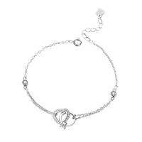 Circonio cúbico Micro Pave Pulsera Plata, Plata de ley 925, chapado, micro arcilla de zirconia cúbica & para mujer, más colores para la opción, 190mm, Vendido por Grupo