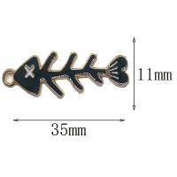 Zink legering emalje vedhæng, Zinc Alloy, Fish Bone, guldfarve belagt, Unisex, flere farver til valg, nikkel, bly & cadmium fri, 11x35mm, Ca. 100pc'er/Bag, Solgt af Bag