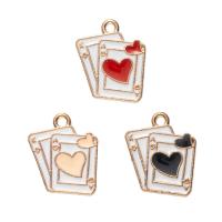 Emaille hangers met zink legering, Zinc Alloy, Poker, gold plated, uniseks & glazuur, meer kleuren voor de keuze, nikkel, lood en cadmium vrij, 14x18mm, Ca 100pC's/Bag, Verkocht door Bag