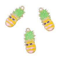 Sinkin seos emali Riipukset, Sinkkiseos, Ananas, kullan väri kullattu, Unisex, sekavärit, nikkeli, lyijy ja kadmium vapaa, 12x27mm, N. 100PC/laukku, Myymät laukku