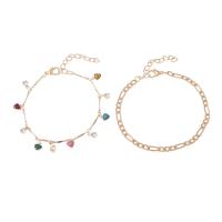 alliage de zinc Set de bracelet, avec Seedbead, Placage de couleur d'or, multicouche & pour femme & avec strass, plus de couleurs à choisir, protéger l'environnement, sans nickel, plomb et cadmium, Longueur Environ 7.5-7.6 pouce, Vendu par fixé