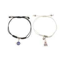 alliage de zinc Set de bracelet, avec corde de cire, fusée, Placage de couleur platine, 2 pièces & pour femme & émail, Longueur Environ 9.4 pouce, Vendu par fixé