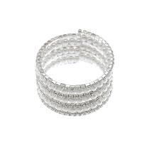 Zinc Alloy Bangle Smykker, med Plastic Pearl, platin farve forgyldt, forskellige stilarter for valg & for kvinde & med rhinestone, Solgt af PC