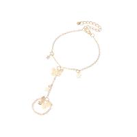 Liga de zinco Pulseira Anel, with 2.48inch extender chain, Borboleta, cromado de cor dourada, joias de moda & para mulher, níquel, chumbo e cádmio livre, tamanho:10, comprimento Aprox 7.7 inchaltura, vendido por PC