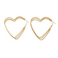 Zinc Alloy Hoop Earring, Heart, guldfarve belagt, for kvinde & hule, 60x60mm, Solgt af par