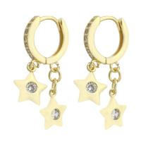 Ciúbach Zirconia Micrimhilseogra réiteodh Earring Prás, Star, dath an óir plated, micrea réiteach zirconia ciúbach & do bhean, 29mm, Díolta De réir Péire