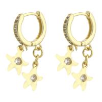 Ciúbach Zirconia Micrimhilseogra réiteodh Earring Prás, Starfish, dath an óir plated, micrea réiteach zirconia ciúbach & do bhean, 29mm, Díolta De réir Péire