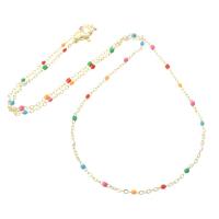 Collana catena in ottone, placcato color oro, unisex & smalto, multi-colore, Lunghezza Appross. 17.9 pollice, Venduto da PC