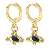 Boucle d’oreille goutte strass Hoop, laiton, Placage de couleur d'or, pavé de micro zircon & pour femme, 25mm, Vendu par paire