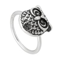 Ring Finger ze stali nierdzewnej, Stal nierdzewna 316, Sowa, biżuteria moda & dla kobiety, oryginalny kolor, 13x14mm,2mm, rozmiar:7, sprzedane przez PC