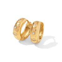 Huggie Argola, Aço inoxidável 304, joias de moda & micro pavimento em zircônia cúbica & para mulher, dourado, 14.18x5.40mm, vendido por par