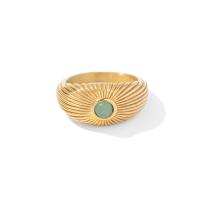 Anillo de dedo de acero inoxidable, acero inoxidable 304, con Aventurina verde, Joyería & diverso tamaño para la opción & para mujer, dorado, 11mm, Vendido por UD