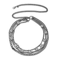 Collana Multi strato, lega in zinco, with 45cm extender chain, placcato, tre strati & gioielli di moda & per la donna, nero, Lunghezza 55 cm, Venduto da PC