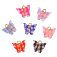 Acrylic Pendants Zinc Alloy with Acrylic Butterfly gold color plated Unisex nickel lead & cadmium free Approx Sold By Bag