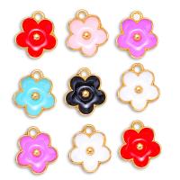 Zinc Alloy Enamel Pendants Flower gold color plated Unisex nickel lead & cadmium free Approx Sold By Bag