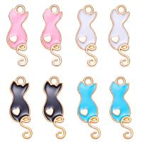 Zinc Alloy Enamel Pendants Cat gold color plated Unisex nickel lead & cadmium free Approx Sold By Bag