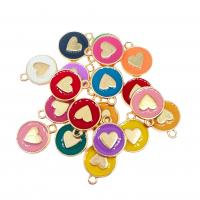 Zinc Alloy Enamel Pendants Flat Round gold color plated Unisex nickel lead & cadmium free Approx Sold By Bag