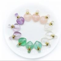 Bijoux Pendentifs en pierres gemmes, quartz clair, avec La fluorite verte & améthyste & quartz rose & laiton, Bouteille de parfum, Placage de couleur d'or, bijoux de mode & styles différents pour le choix, plus de couleurs à choisir, 33x22mm, Vendu par PC