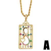 Collana in ottone di stesa Micro zircone cubico, with 2 extender chain, Placcato oro 18K, stili diversi per la scelta & Micro spianare cubic zirconia & per la donna, colori misti, assenza di nichel,piombo&cadmio, 51x20mm, Lunghezza 17.7 pollice, Venduto da PC