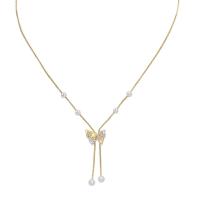 Kubieke Zirkoon Micro Pave Brass Ketting, Messing, met Plastic Pearl, met 6cm extender keten, Vlinder, gold plated, mode sieraden & micro pave zirconia & voor vrouw, gouden, nikkel, lood en cadmium vrij, Lengte 37 cm, Verkocht door PC