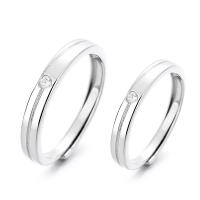 Couple Finger Rings 925 Sterling Silver polished Adjustable & micro pave cubic zirconia original color Sold By PC