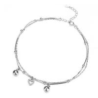 
Mode Sterling Silver Anklet, 925 sterling silver, silver pläterad, micro bana cubic zirconia & för kvinna, silver, 230mm, Säljs av PC