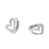 925 sterling silver Huggie Hoop Earring, Hjärta, silver pläterad, mode smycken & för kvinna, silver, 8mm, Säljs av Par