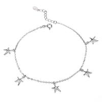 Fashion Sterling Silver Anklet 925 Sterling Silver Starfish silver color plated fashion jewelry & for woman silver color 240mm Sold By PC