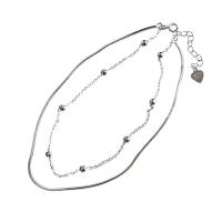 Faisean Sterling Silver Anklet, 925 Sterling Silver, platanam plátáilte, Ciseal Dúbailte & do bhean, dath bunaidh, 240mm, Díolta De réir PC