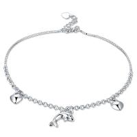 Fashion Sterling Sølv Anklet, 925 Sterling Sølv, sølvfarvet forgyldt, mode smykker & for kvinde, sølv, 260mm, Solgt af PC