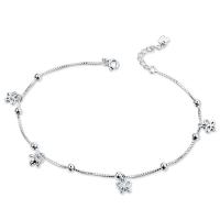 Fashion Sterling Silver Anklet 925 Sterling Silver silver color plated fashion jewelry & for woman silver color 260mm Sold By PC