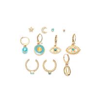 Zinc Alloy Drop Earrings with Resin gold color plated eleven pieces & for woman & with rhinestone 2-31mm Sold By Set