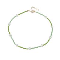 Kunststof parel ketting, Glas rocailles, met Plastic Pearl, Hart, mode sieraden & voor vrouw, groen, Lengte Ca 15.5 inch, Verkocht door PC