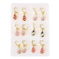 Pendiente Pendiente Huggie Hoop, metal, chapado en color dorado, 6 piezas & micro arcilla de zirconia cúbica & para mujer & esmalte, color mixto, 28mm, Vendido por Set