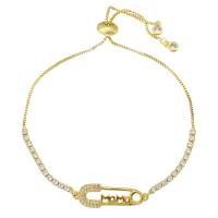 Cúbicos Circonia pulsera Latón Micro pavimenta, metal, Clip de papel, chapado en color dorado, Ajustable & micro arcilla de zirconia cúbica & para mujer & hueco, multicolor, longitud aproximado 10 Inch, Vendido por UD