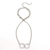 Liga de zinco Pulseira Anel, with 2.95inch extender chain, cromado de cor prateada, joias de moda & unissex, níquel, chumbo e cádmio livre, comprimento Aprox 6.49 inchaltura, vendido por PC