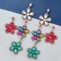 Rhinestone Earring Zinc Alloy Flower fashion jewelry & for woman & with glass rhinestone & with rhinestone Sold By Pair