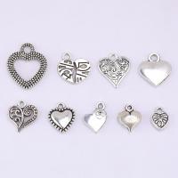 Zinc Alloy Heart Pendants antique silver color plated DIY Sold By Bag