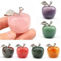 Gemstone Decoration with Zinc Alloy Apple silver color plated & with rhinestone Sold By PC