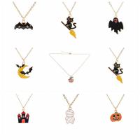 alliage de zinc collier, Placage de couleur d'or, Halloween Design & styles différents pour le choix & pour femme & émail, plus de couleurs à choisir, protéger l'environnement, sans nickel, plomb et cadmium, Longueur 15.75 pouce, Vendu par PC