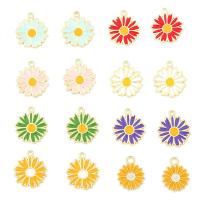 Zinc Alloy Enamel Pendants Flower gold color plated DIY nickel lead & cadmium free Sold By Bag