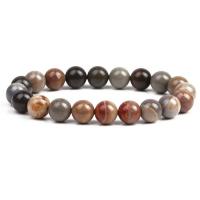 Bráisléid gemstone, Aigéan Jasper, Babhta, unisex, dathanna measctha, 10mm, Fad 7.1 Inse, Díolta De réir PC