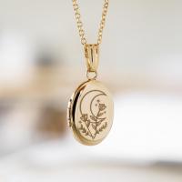 Módní Locket náhrdelník, Mosaz, s 1.97inch extender řetězce, 14K pozlacené, s Foto medailon & různé designy pro výběr & pro ženy, zlatý, nikl, olovo a kadmium zdarma, 21x13mm, Délka Cca 15.75 inch, Prodáno By PC