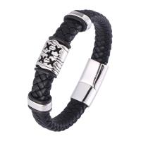 PU de microfibra Pulsera, con acero inoxidable 316, pulido, Joyería & longitud diferente para la opción & para hombre, más colores para la opción, 12mm, Vendido por UD