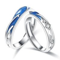 Couple Finger Rings 925 Sterling Silver polished Adjustable & enamel original color Sold By PC