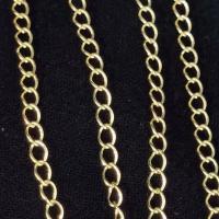 Messing Curb Chain, 14K vergulde, DIY, nikkel, lood en cadmium vrij, 3mm, Verkocht door m