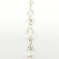 Messing bal ketting, met Kristal, gold plated, DIY, duidelijk, nikkel, lood en cadmium vrij, 3.50x5.50mm, Verkocht door m