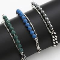 Partículas de acero Pulsera, con resina, con 5cm extender cadena, pulido, Remiendo & Joyería & para hombre, más colores para la opción, longitud 18 cm, Vendido por UD