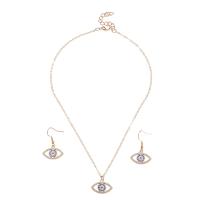 Zinklegering Sieraden Sets, oorbel & halsketting, Zinc Alloy, plated, 2 stuks & voor vrouw & met strass, meer kleuren voor de keuze, nikkel, lood en cadmium vrij, 20x35mm, Lengte Ca 16 inch, Verkocht door Stel