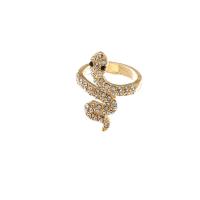 Zinc Alloy fingerring, Snake, forgyldt, justerbar & for kvinde & med rhinestone, flere farver til valg, nikkel, bly & cadmium fri, Størrelse:8, Solgt af PC